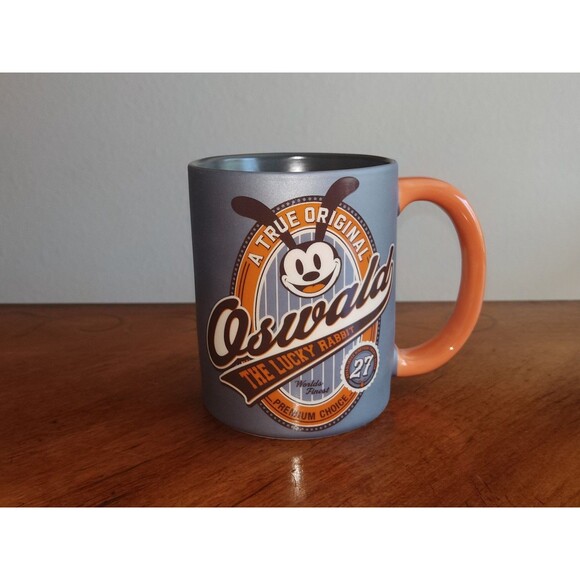 Disney Other - Disneyland Parks Mug Oswald The Lucky Rabbit Ceramic ~16 oz Gray Matte Orange